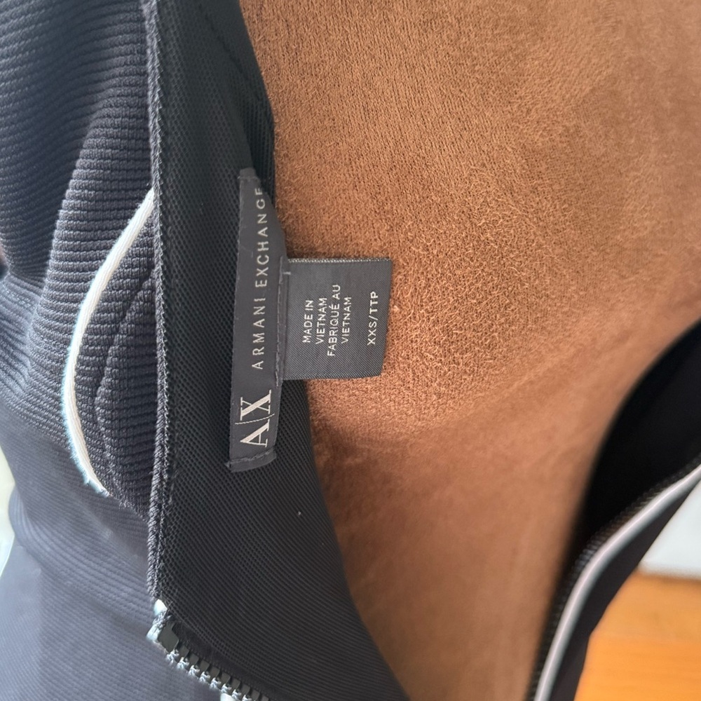 Armani Exchange Black Mini Dress with White Piping - Picture 3 of 6